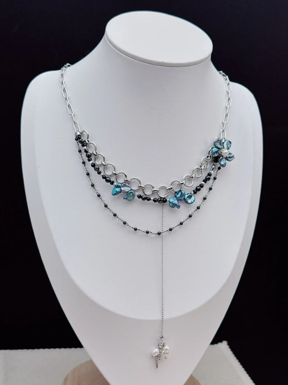 26X515 Handmade Freshwater Baroque Pearl Flower Dainty Necklace 16+2”